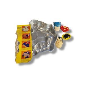 Vintage Wilton Superman Batman Cake Pan Complete Face Chest Plates Shield